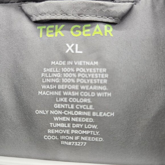 Tek Gear Mens XL Gray Puffer Vest With Zipper Pockets - Picture 2 of 4